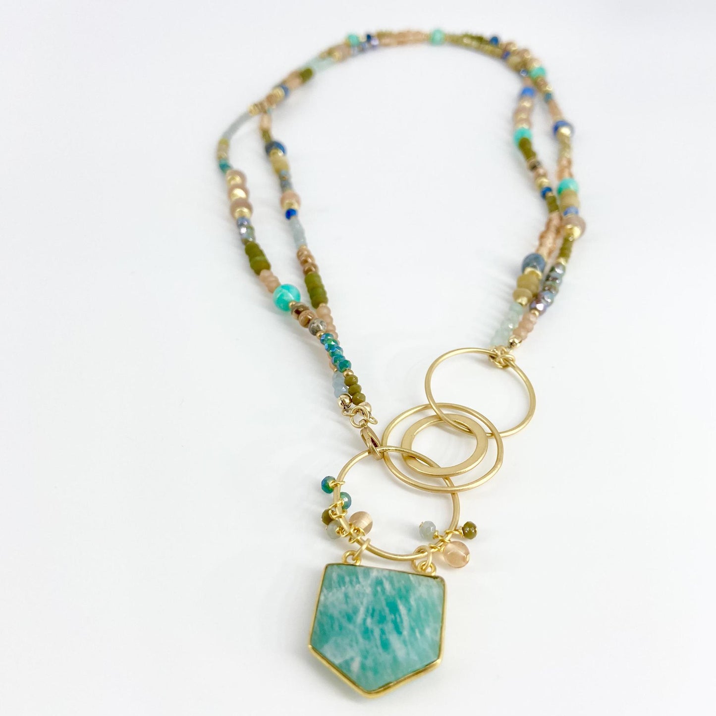 Necklace - Czech Glass/Crystal/Moonstone/Amazonite