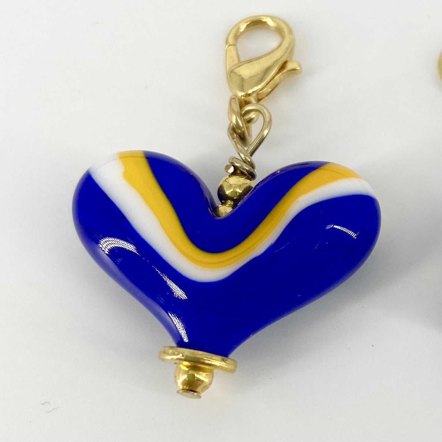 Pendant - "Royals" Landscape Heart - Glass & Goldfill (Video)