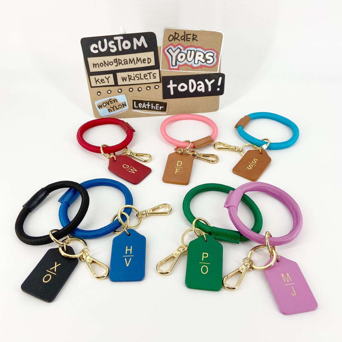 Bracelet Keyring - CUSTOM - Stacked Initials