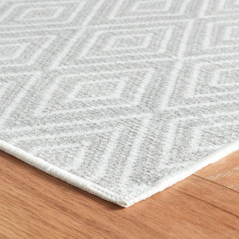 Rug - Machine-Washable - Diamond Platinum/White