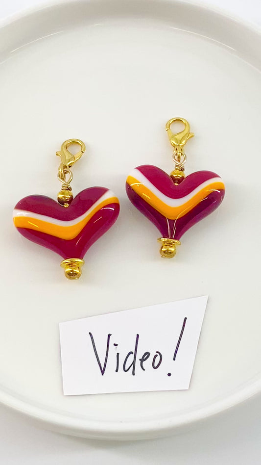 Pendant -  "Chiefs" Landscape Heart - Glass & Goldfill (Video)