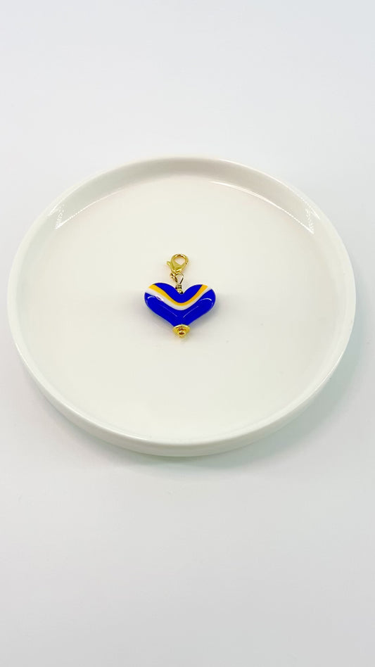 Pendant -  "Royals" Landscape Heart - Glass & Goldfill (Video)