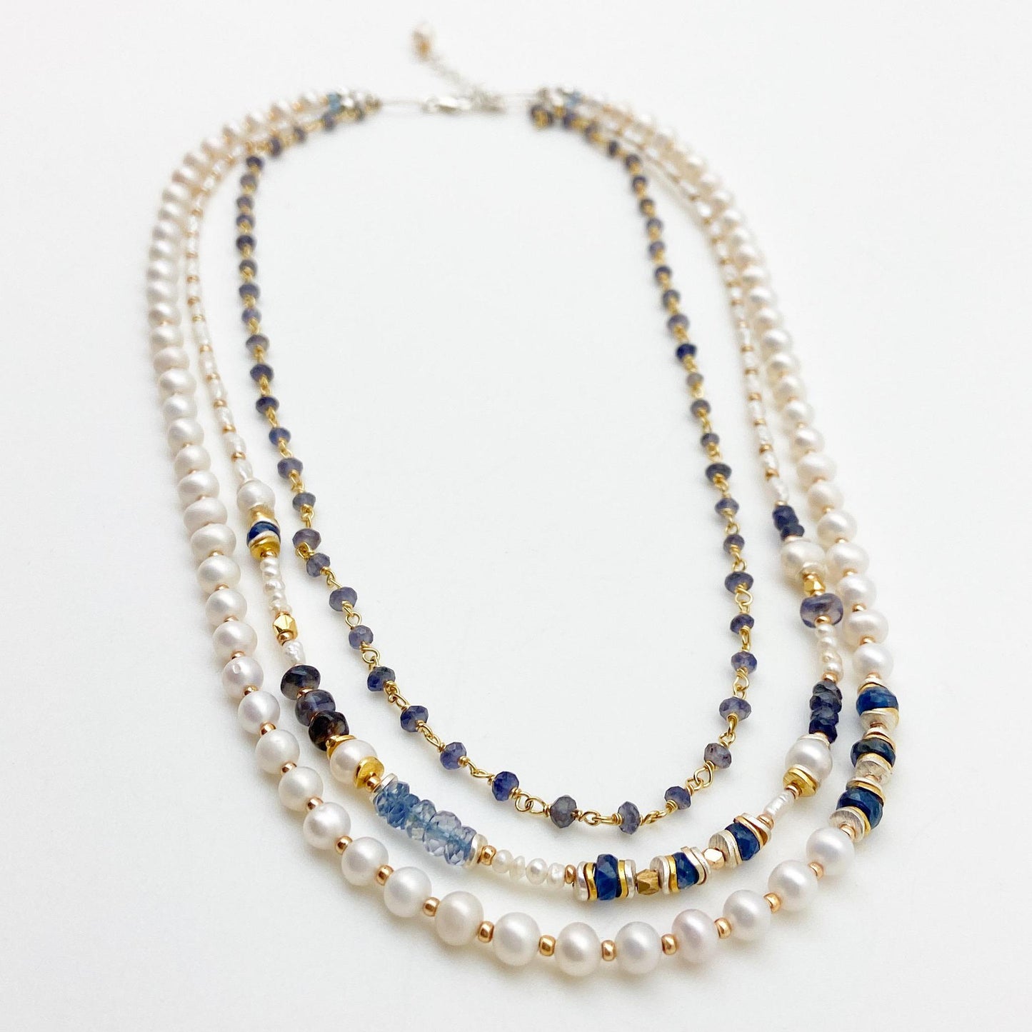 Necklace - "Seaside" - Pearl, Iolite, and Kyanite