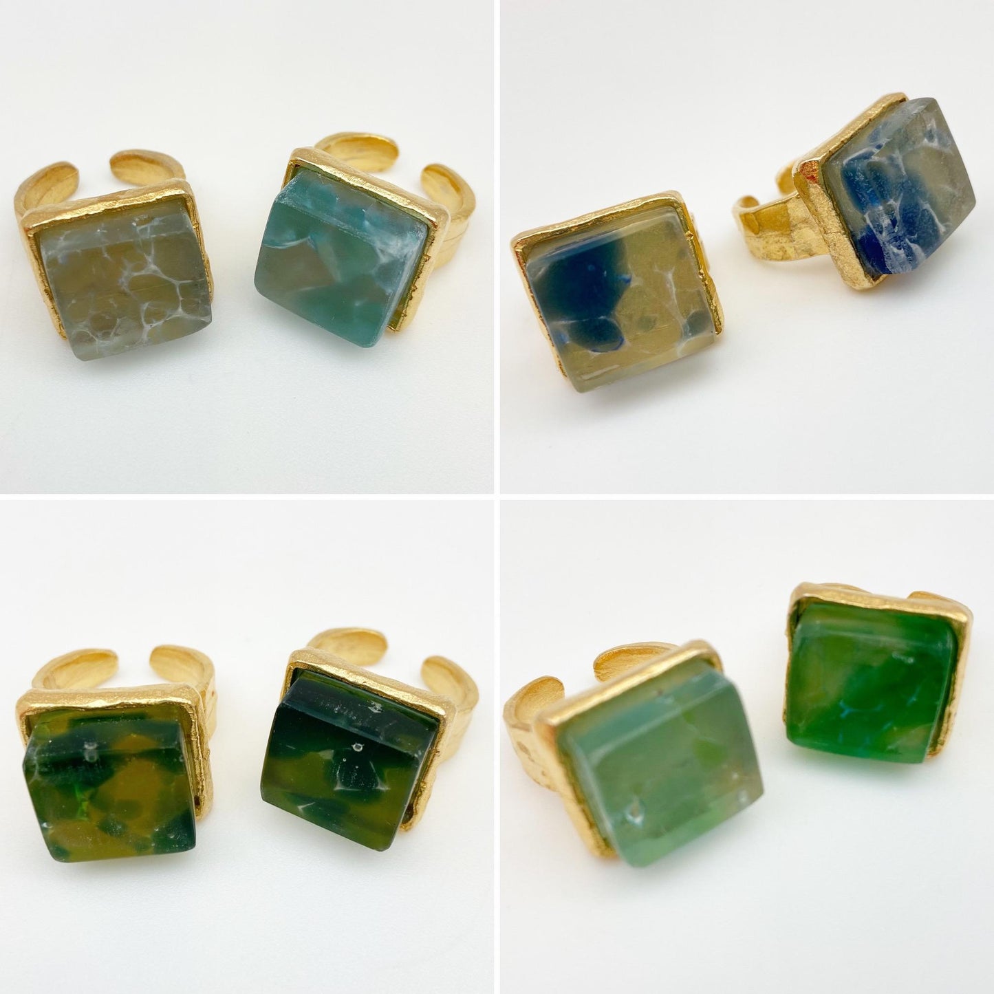 Ring - Reclaimed Fused Glass - 14kt Gold Plate - "Cobalt"