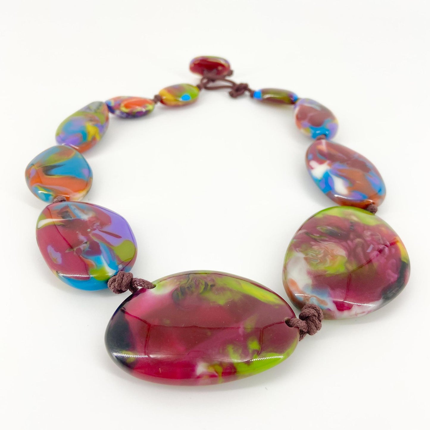 Necklace - Handknotted "Pebble" Resin Original - Handmade