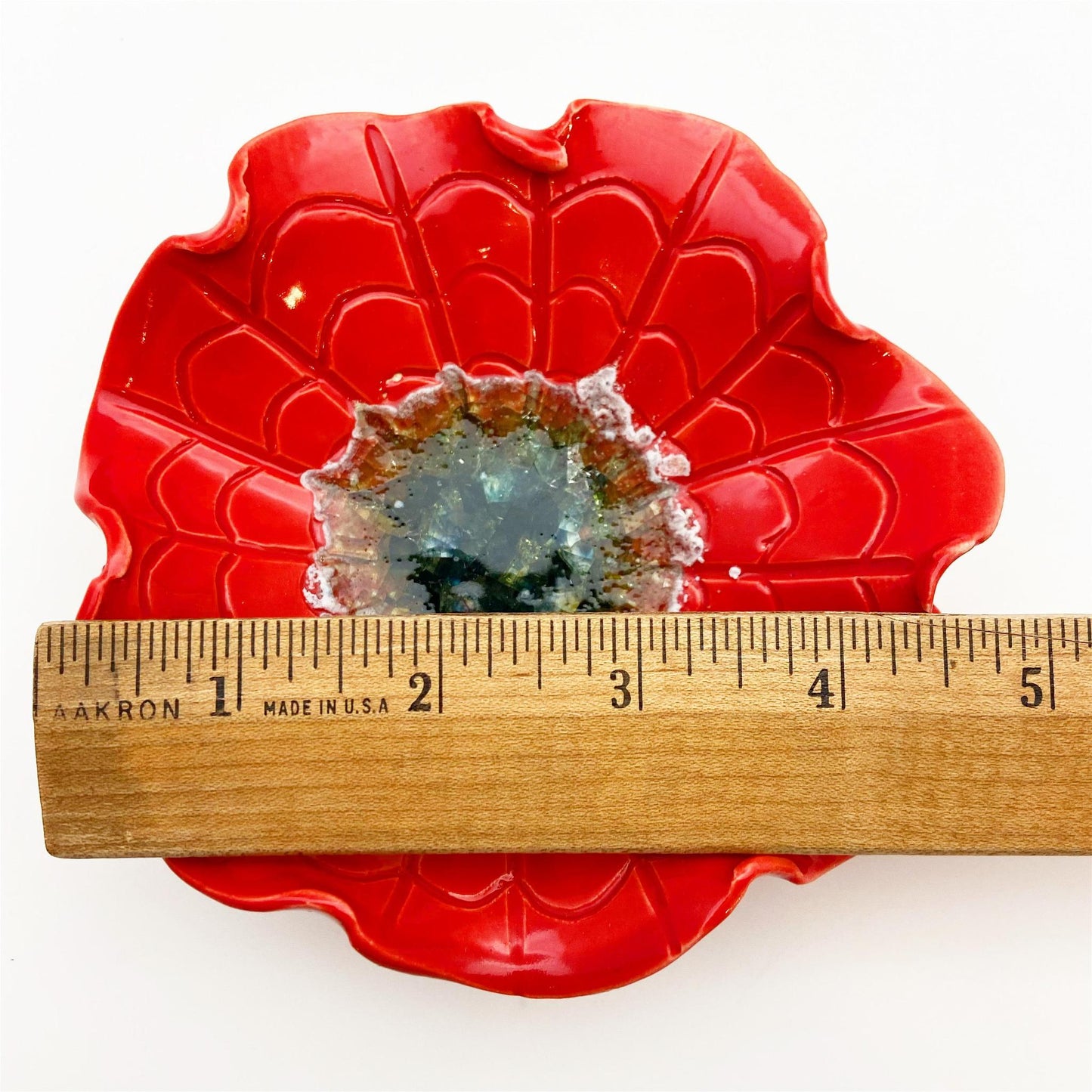 Ceramic Wall Art - "Baby Zinnia" - Red