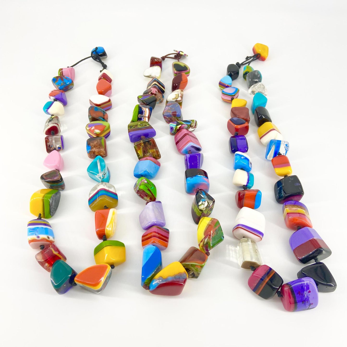 Necklace - Handknotted "Chunky" Resin Original - Handmade