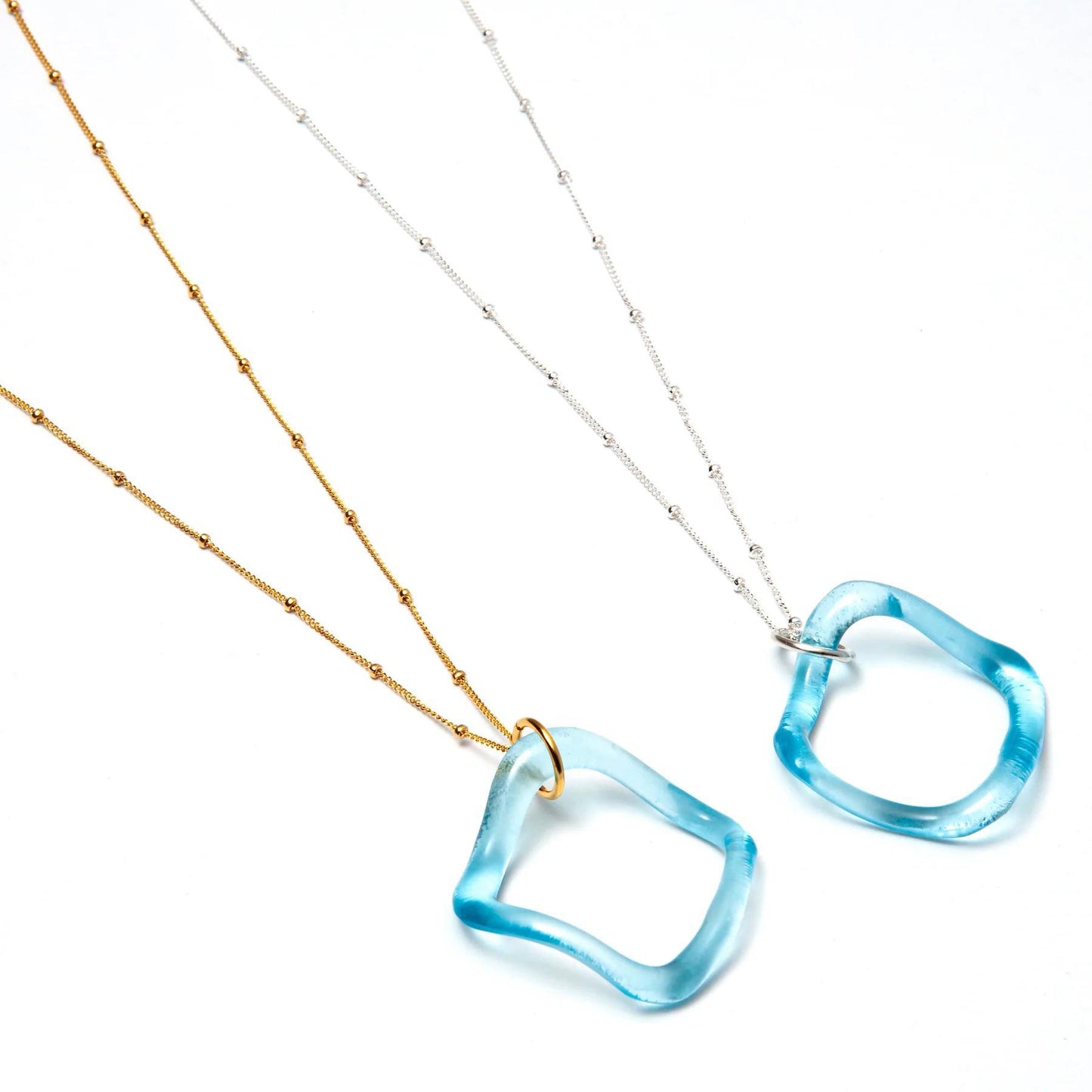 Necklace - Ruffled Bombay Gin on Sterling - Reclaimed Glass