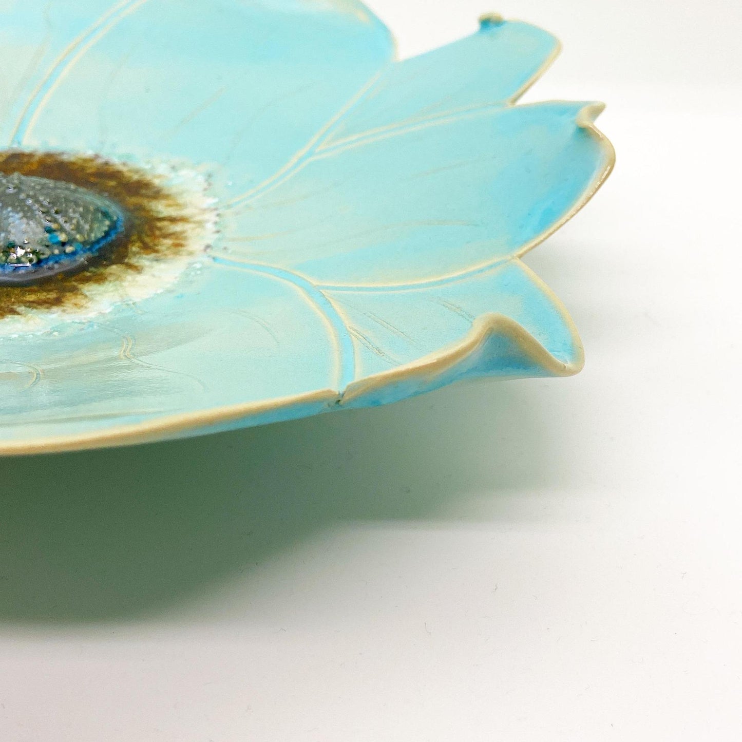 Ceramic Wall Art - Atlantis Aqua Flower - Medium