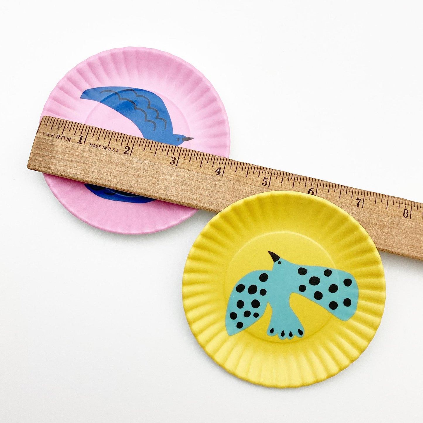 Coaster/Tidbit Tray - Melamine "Paper Plate" - Bird on Yellow