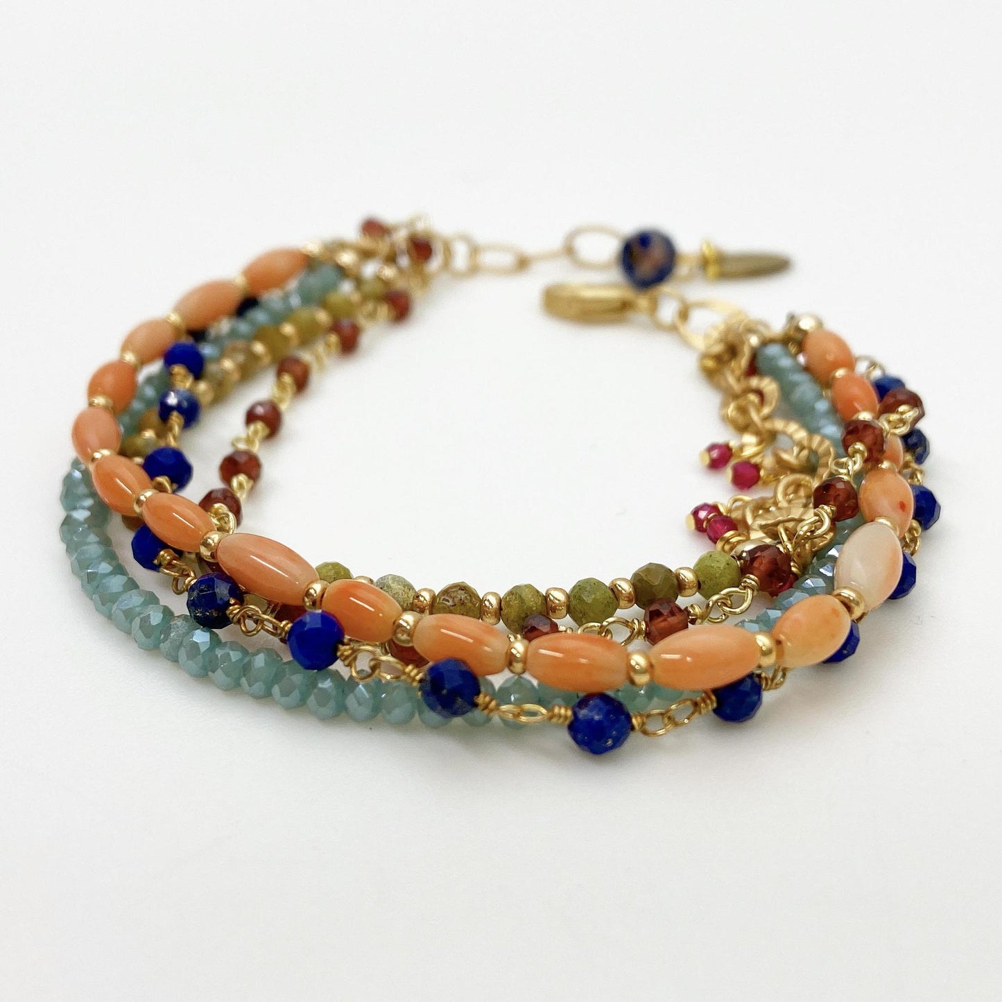 Bracelet - "Calypso" - Lapis, Garnet, and Crystal