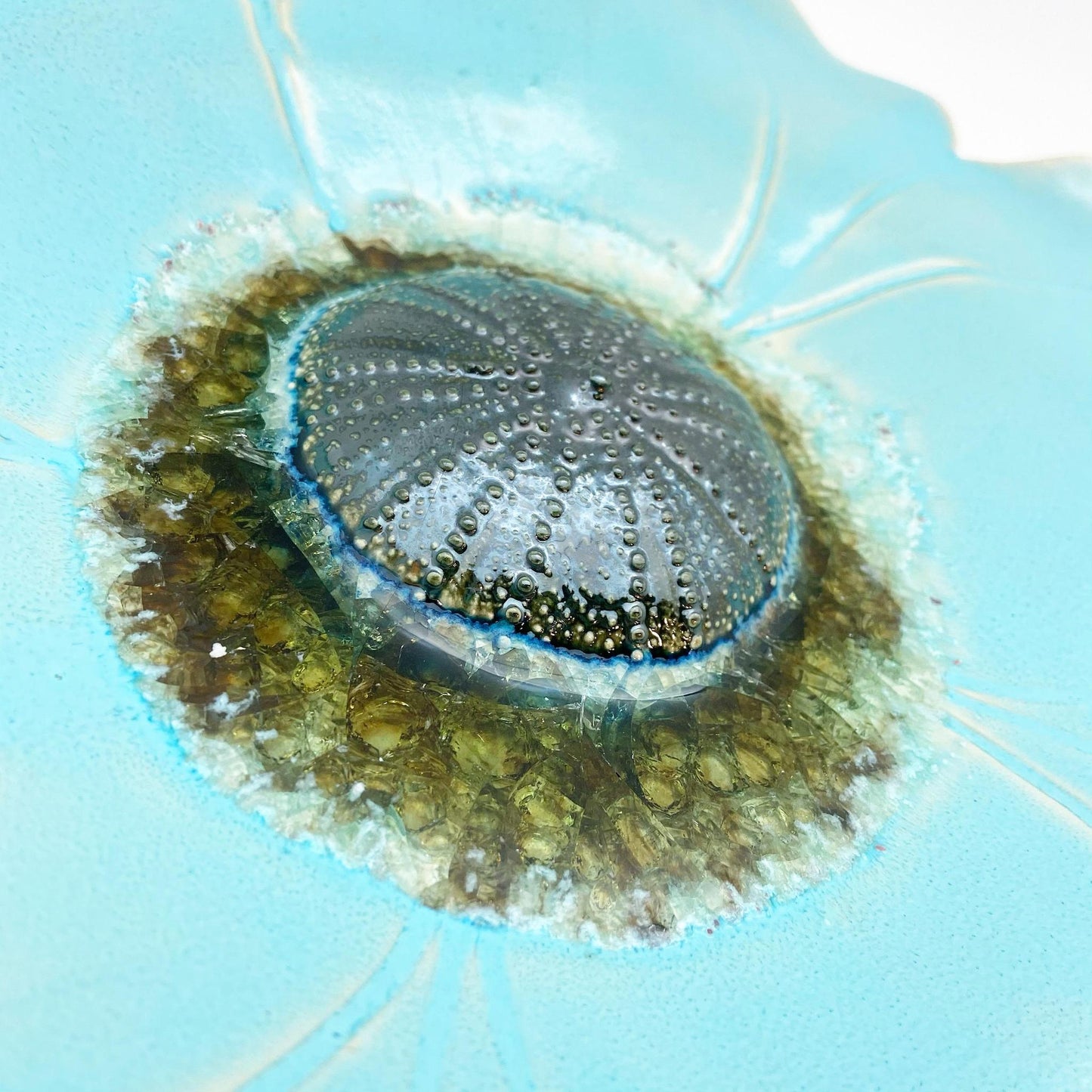 Ceramic Wall Art - Atlantis Aqua Flower - Medium
