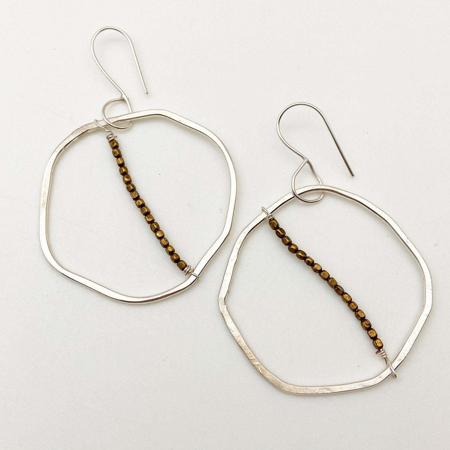 Earrings - Hoops with Brass Beads - Sterling Originals