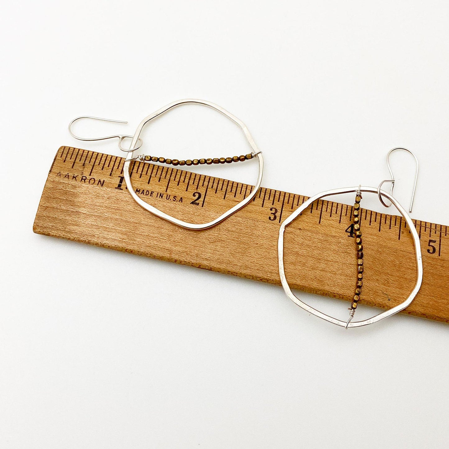Earrings - Hoops with Brass Beads - Sterling Originals