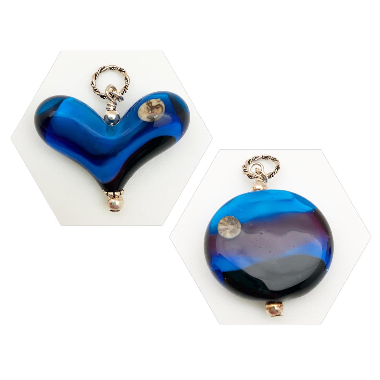 Pendant - Night Sky with Moon - Large Handmade Glass Bead