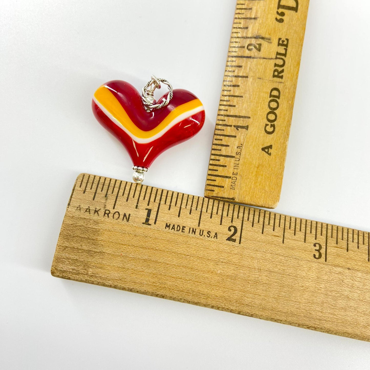 Pendant - KC Chiefs-Inspired Stripes #3 - Handmade Glass