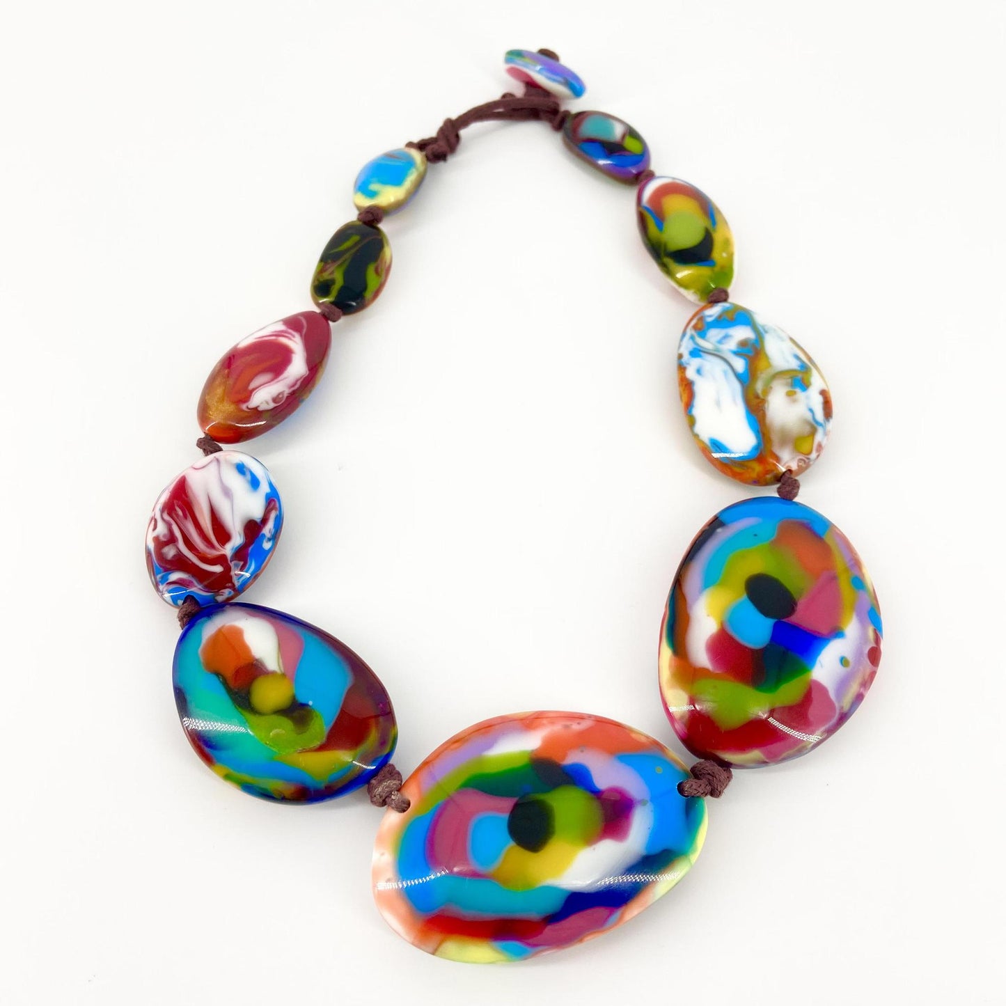 Necklace - Handknotted "Pebble" Resin Original - Handmade