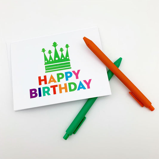 Card Set - "Happy Birthday" Crown - Pack of 10 - Printed