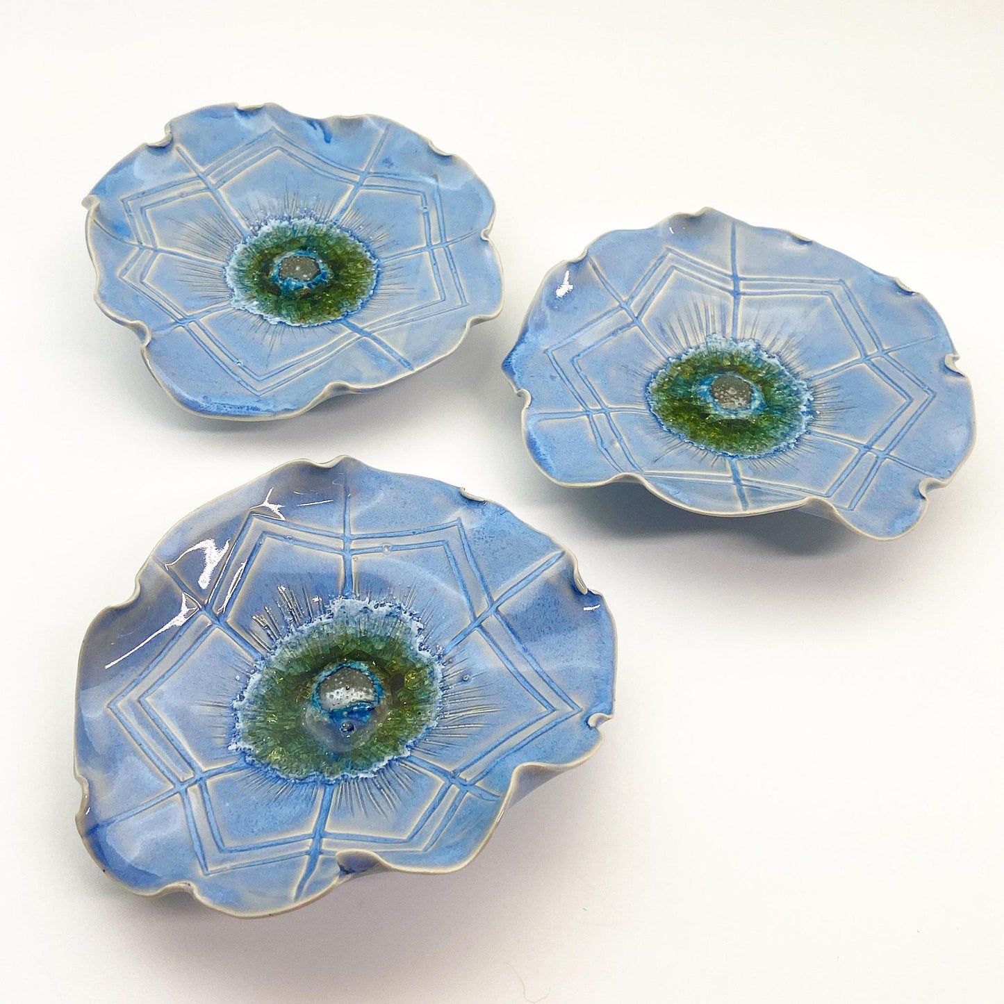 Ceramic Wall Art - Flower - Baby Blue - Small
