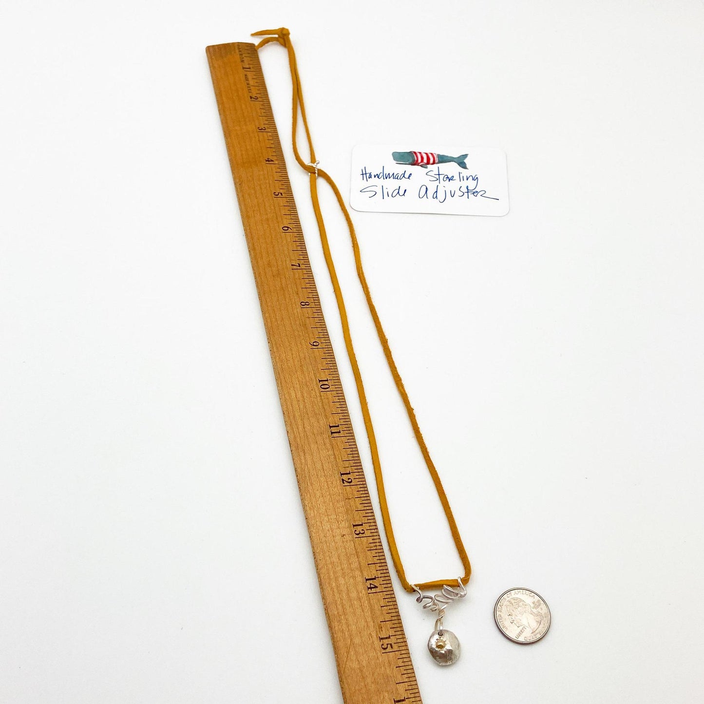 Necklace - "Molten" Sterling Dollop with 14kt Gold Accent on Leather