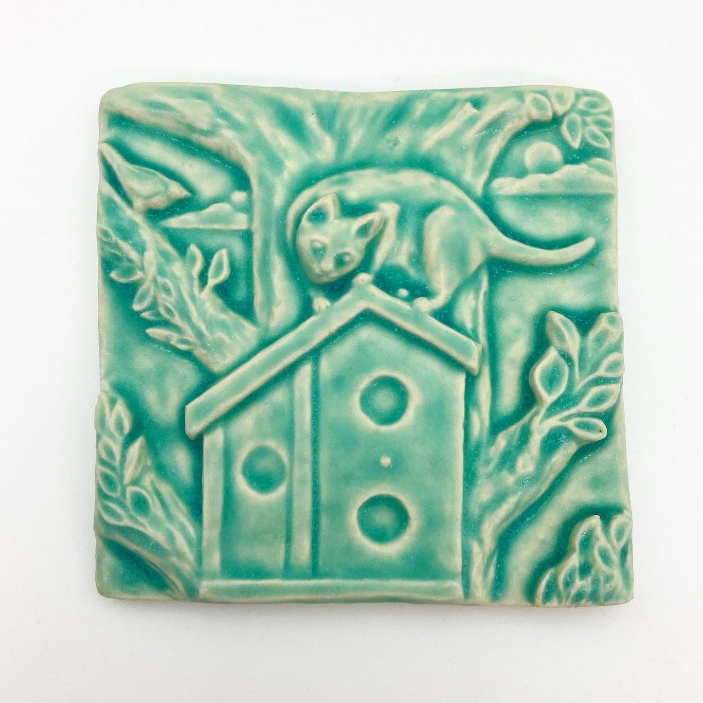 Tile - Glazed Porcelain - Birdhouse Cat