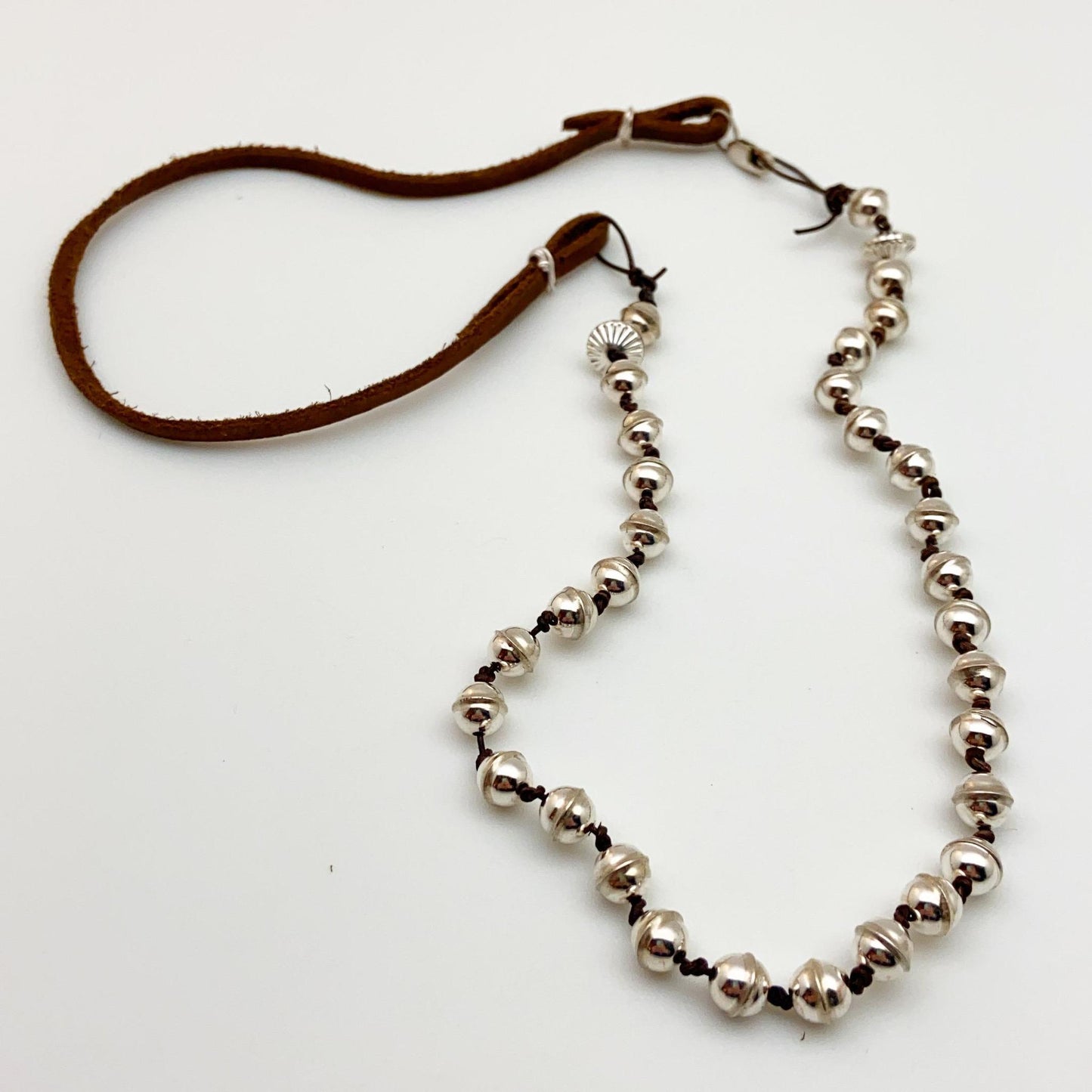 Necklace - "Desert Pearls" on Leather with Sterling Silver