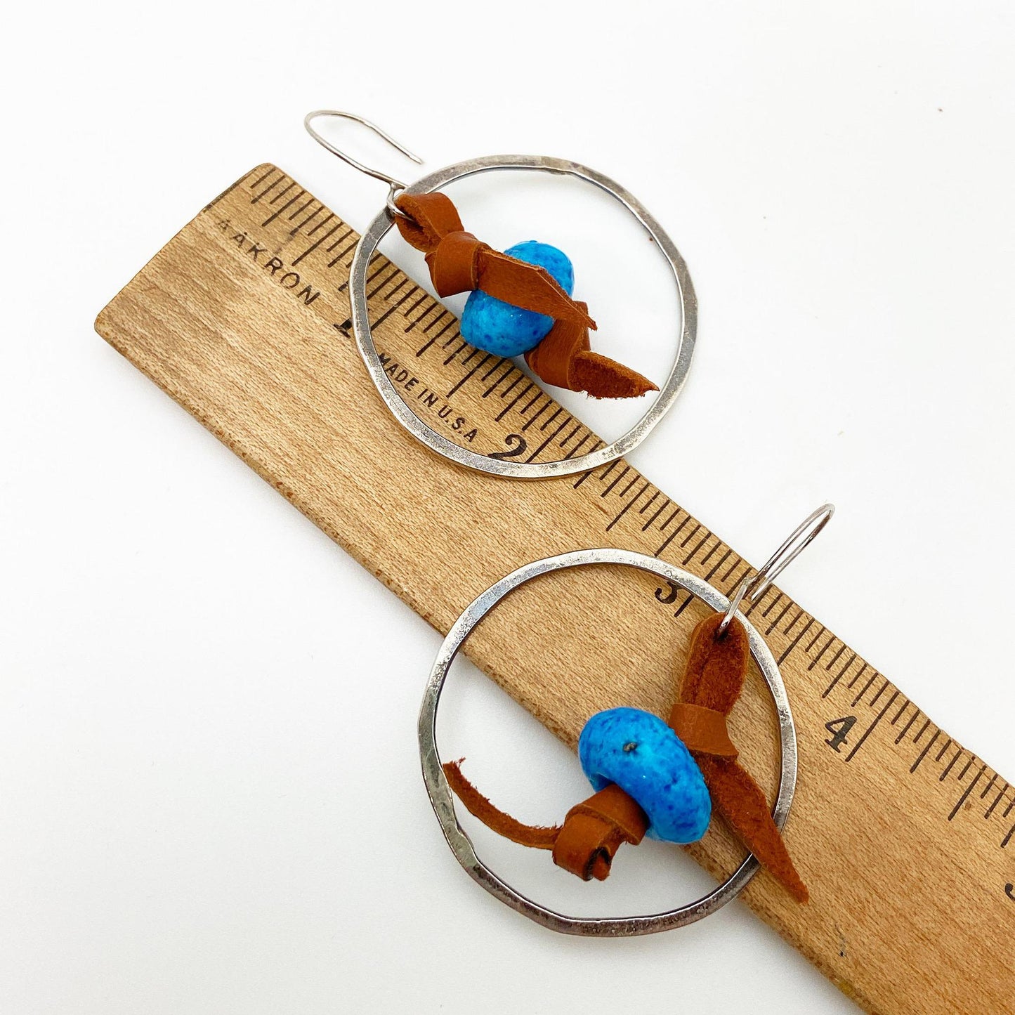Earrings - Corded Donkey Beads in Medium Sterling Hoops - Sterling Originals