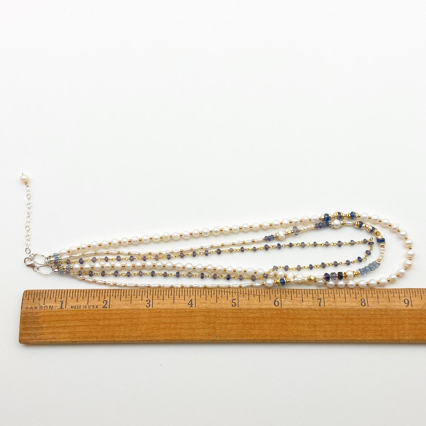 Necklace - "Seaside" - Pearl, Iolite, and Kyanite