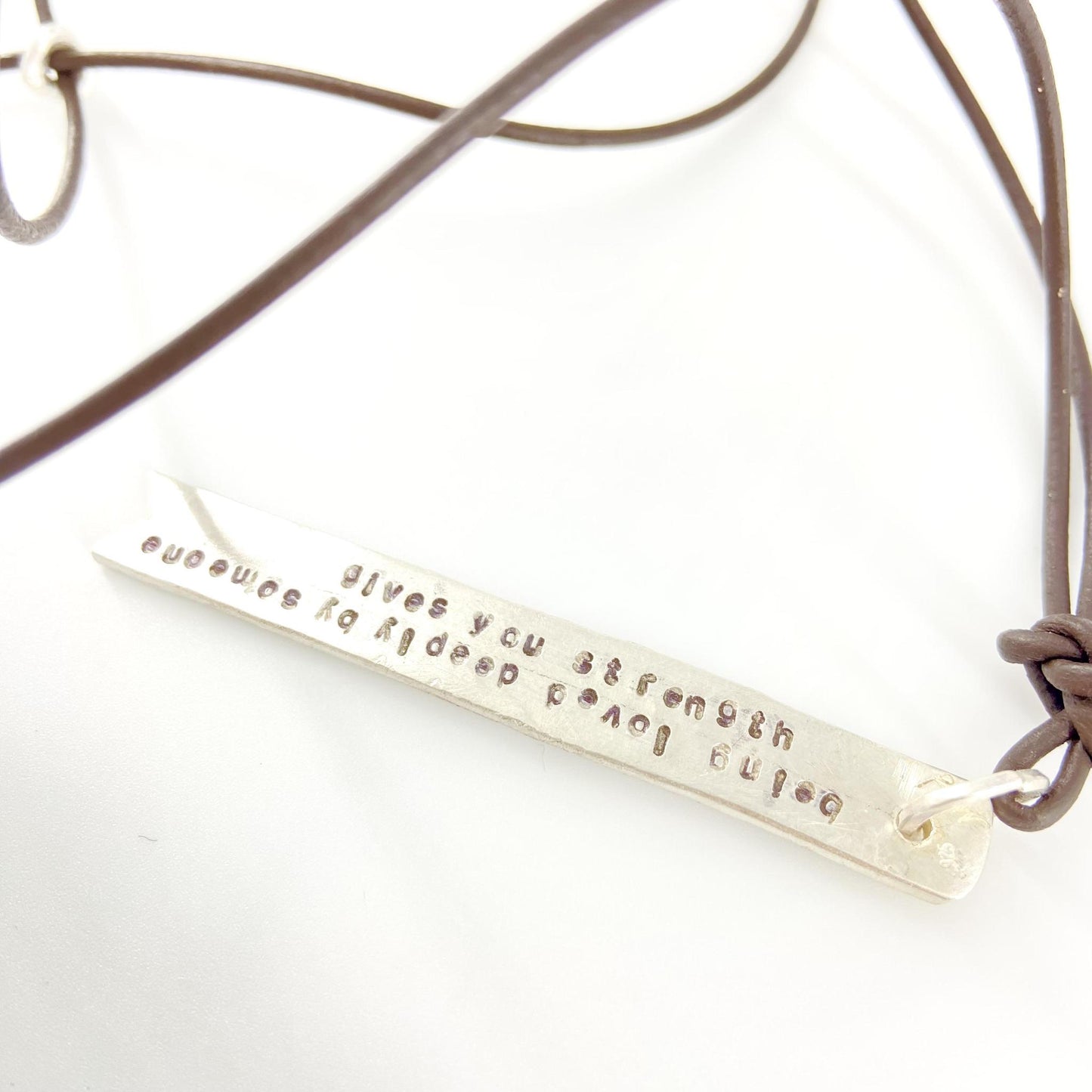 Necklace - "Being loved deeply..." - Leather/Sterling