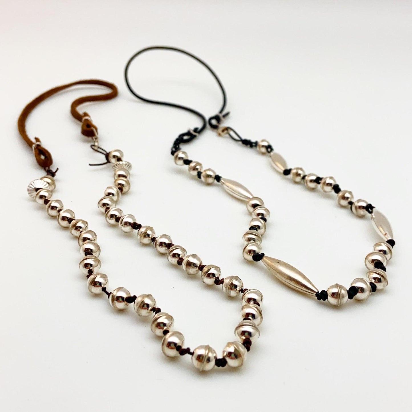 Necklace - "Desert Pearls" on Leather with Sterling Silver