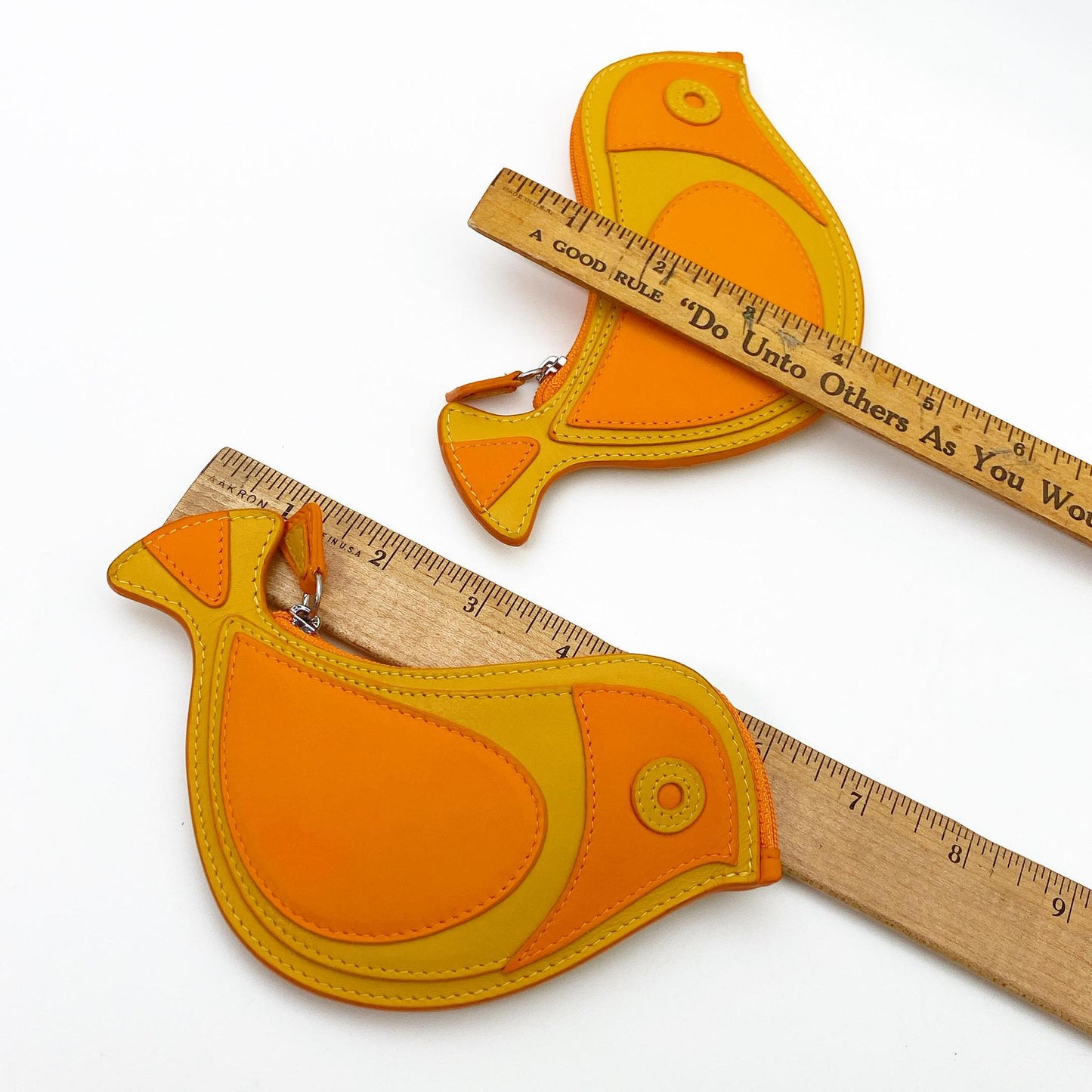 Zippered Bag - Yellow Bird - Leather