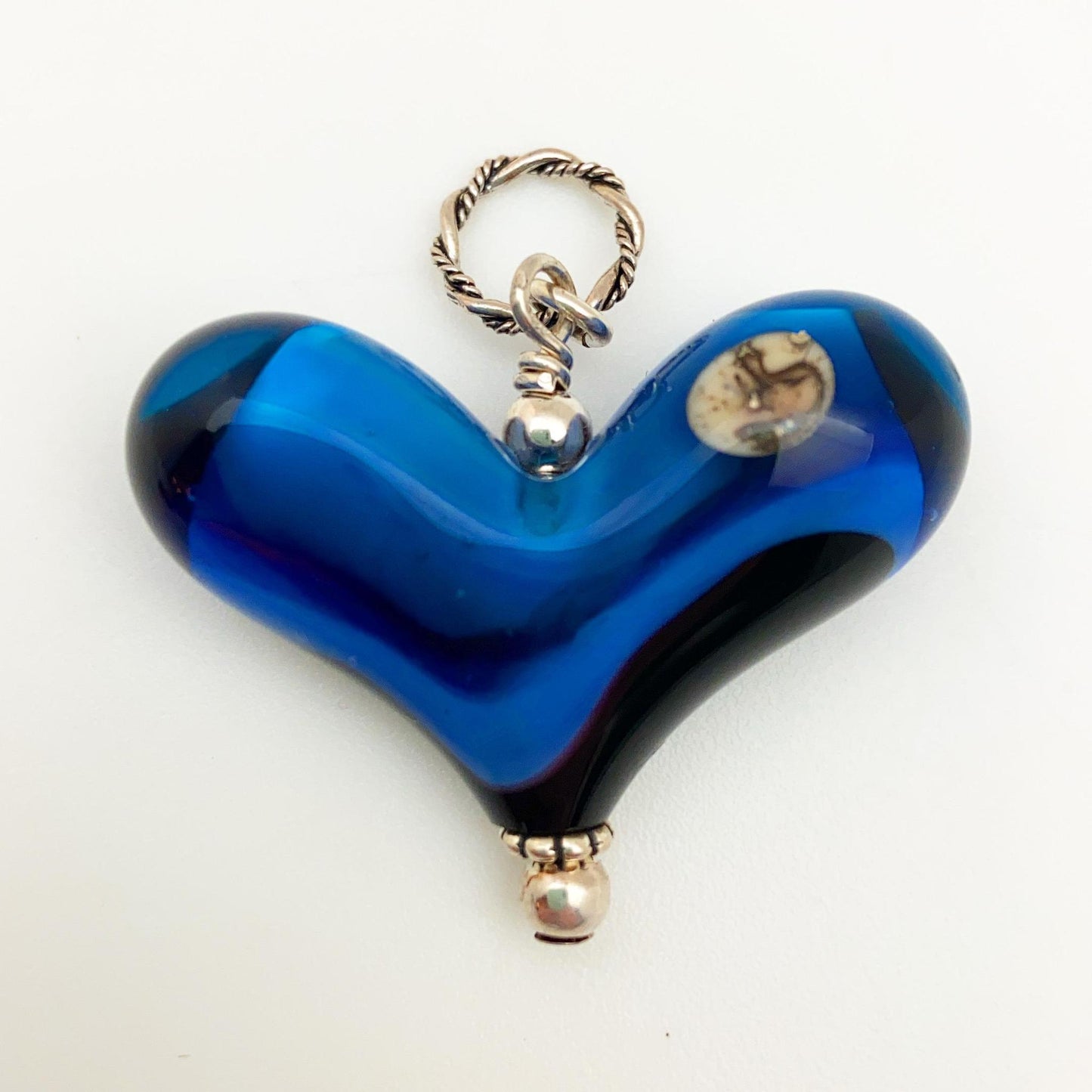 Pendant - Night Sky with Moon - Large Handmade Glass Bead
