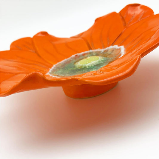 Ceramic Wall Art - Orange Flower - Small