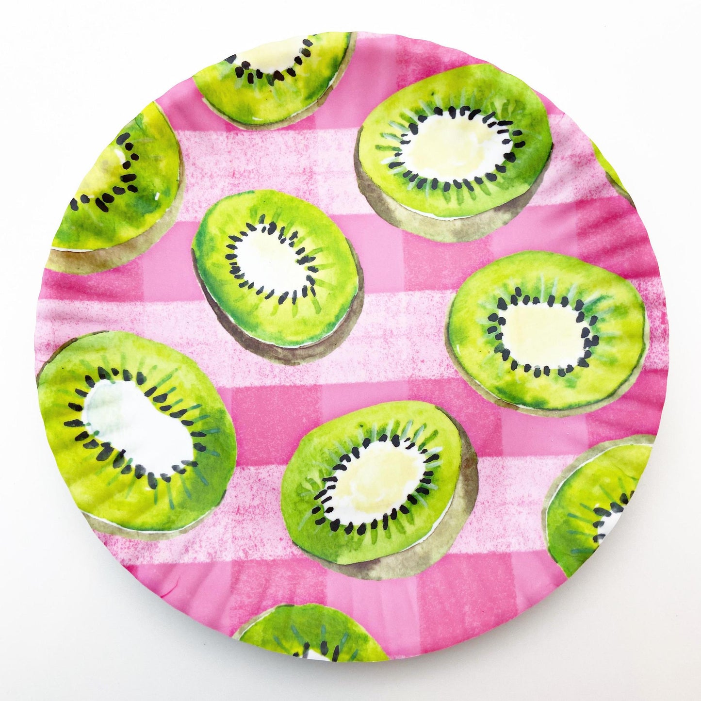 Plate - Melamine "Paper Plate" - Fruit on Gingham