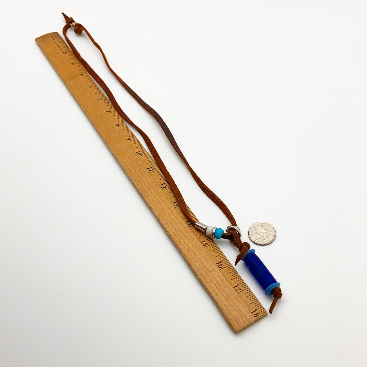 Necklace - Sterling and African Trade Beads on Leather
