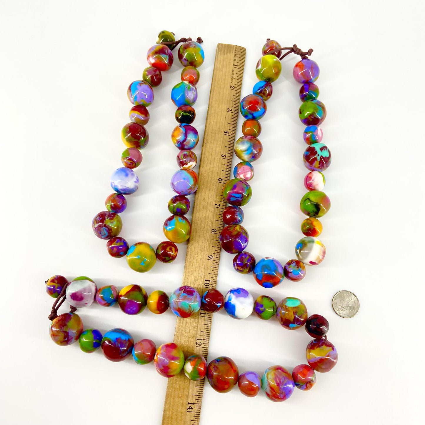 Necklace - Handknotted "Spheres" Resin Original - Handmade