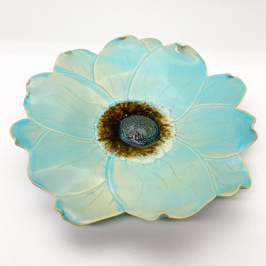 Ceramic Wall Art - Atlantis Aqua Flower - Medium