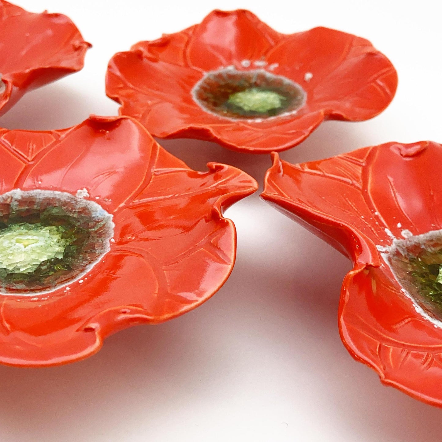 Ceramic Wall Art - "Baby Zinnia" - Red