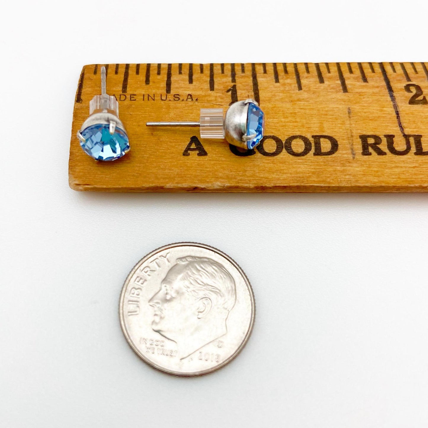 Stud Earrings - Real Crystals in Sterling Silver Bezel