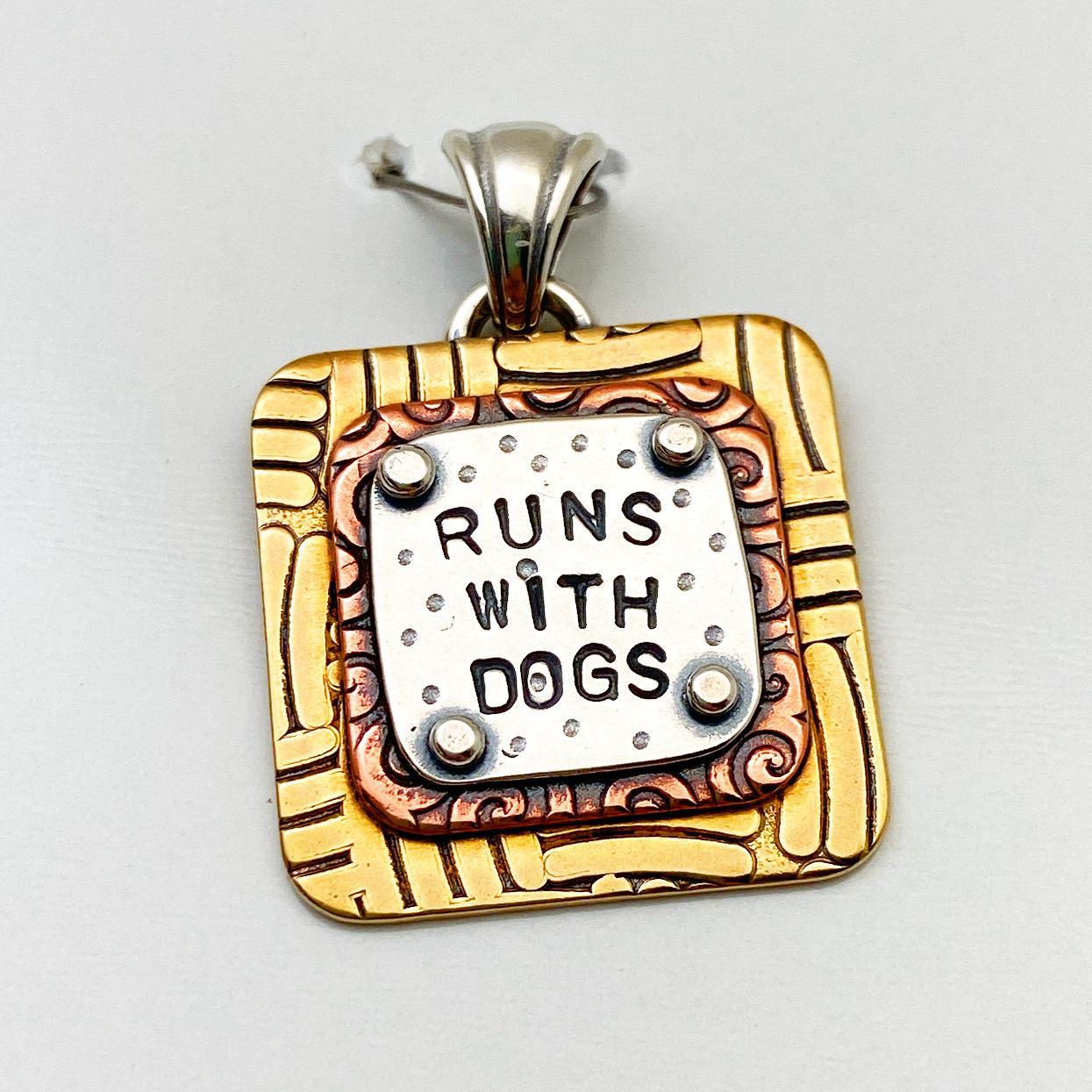 Pendant - Runs With Dogs - Small Square