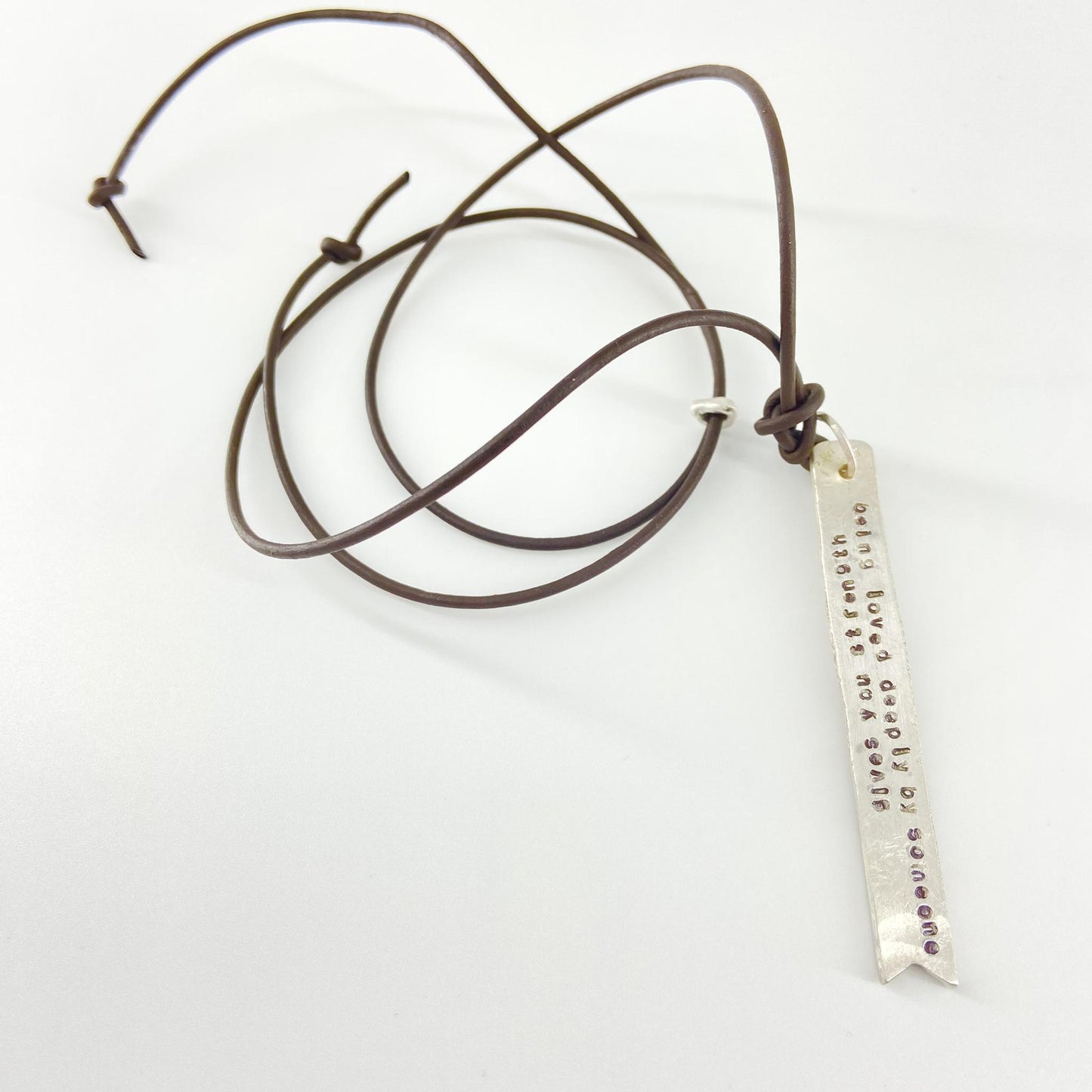 Necklace - "Being loved deeply..." - Leather/Sterling
