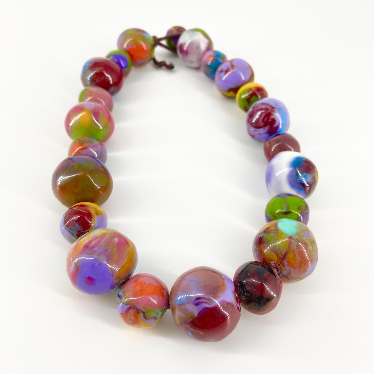 Necklace - Handknotted "Spheres" Resin Original - Handmade