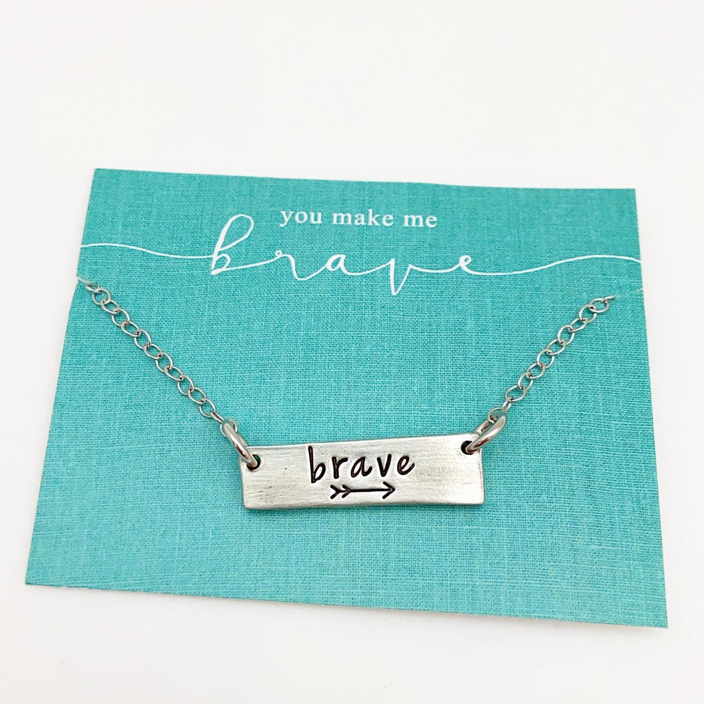 Necklace - "You Make Me Brave" - Pewter