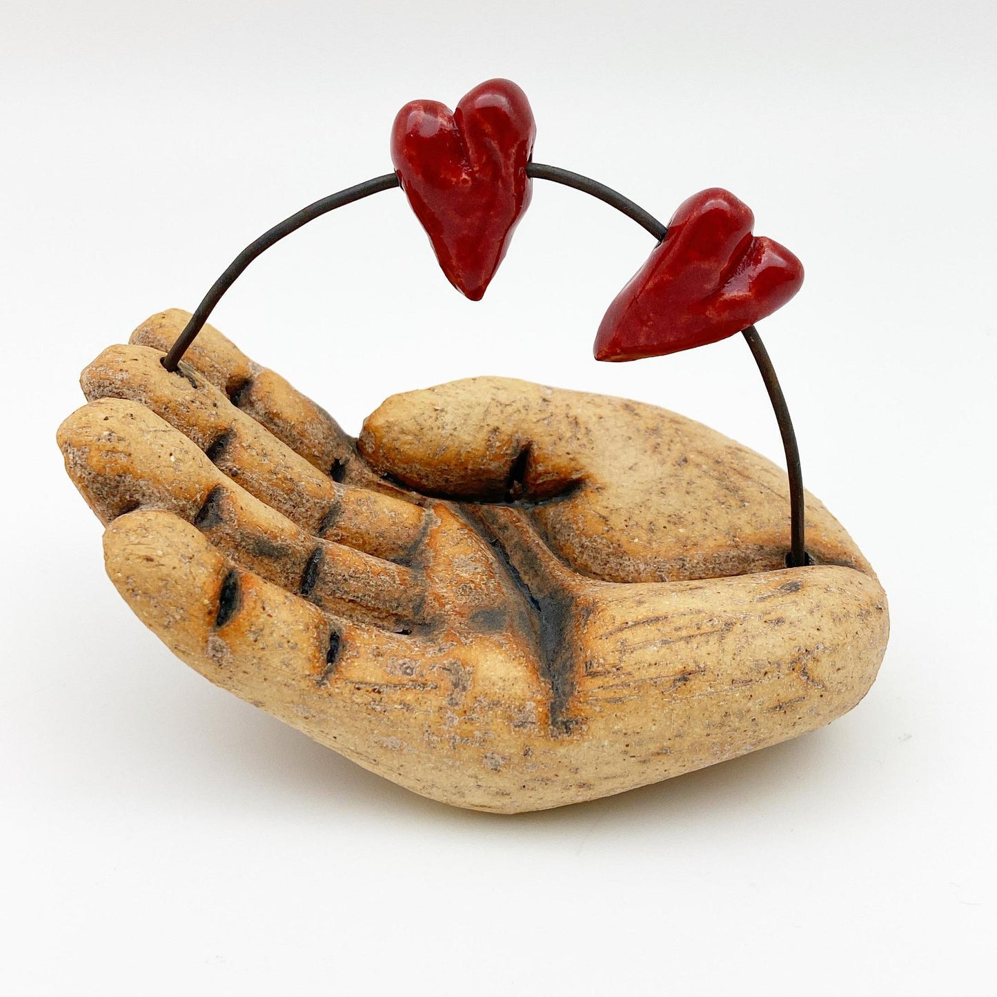 Sculpture - Strung Hearts on Hand (Small) - Ceramic