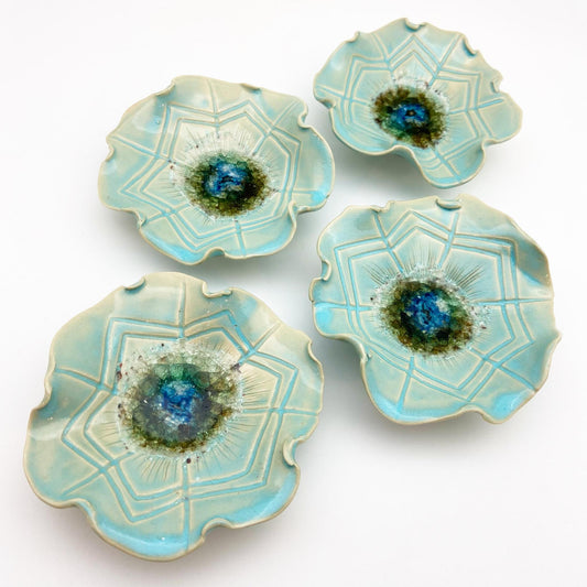 Ceramic Wall Art - "Baby Aster" - Atlantis Aqua