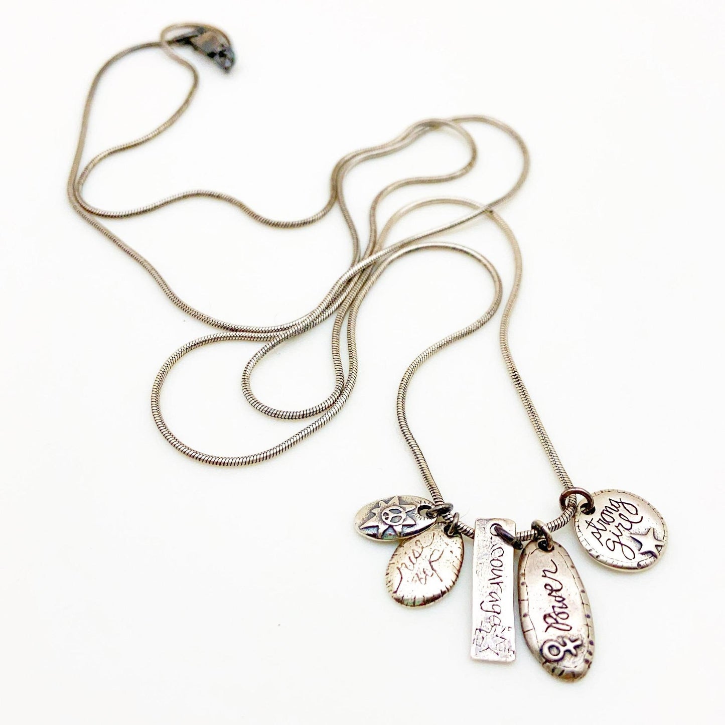 Necklace - "Strong Girl" Charms - Sterling