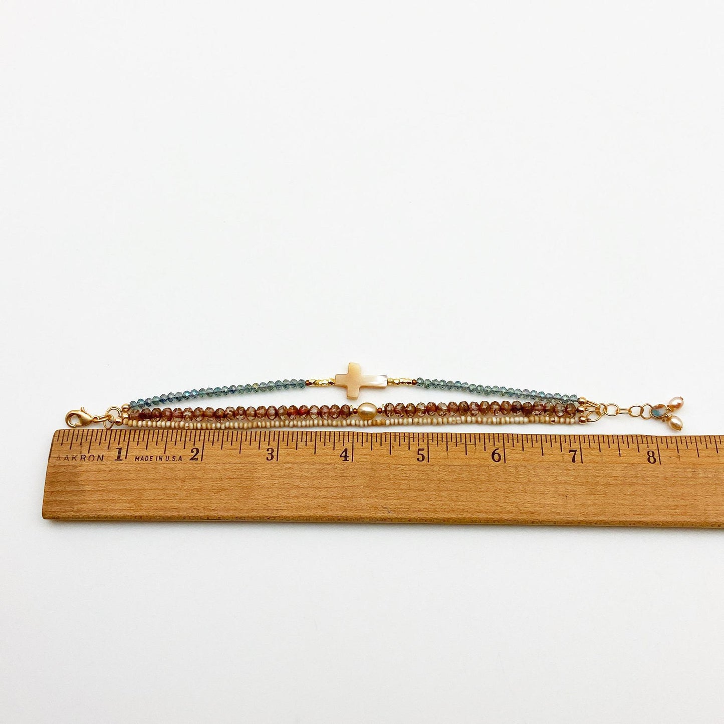 Bracelet - "Starry Night" - Czech Glass, Bone, and Mother of Pearl