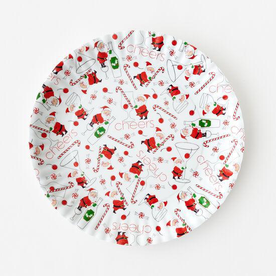 Platter - Melamine "Paper Plate" - Cocktails with Santa