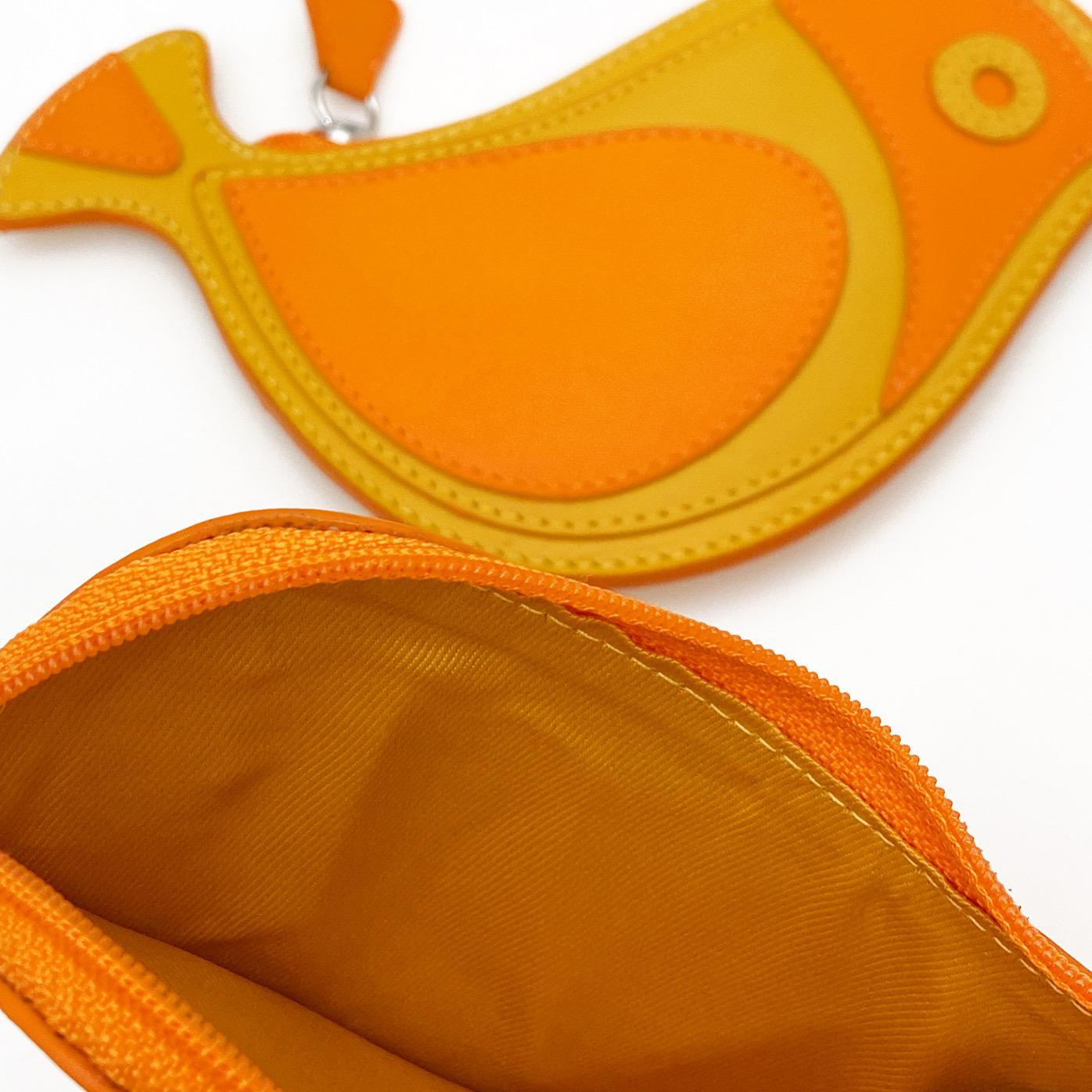 Zippered Bag - Yellow Bird - Leather