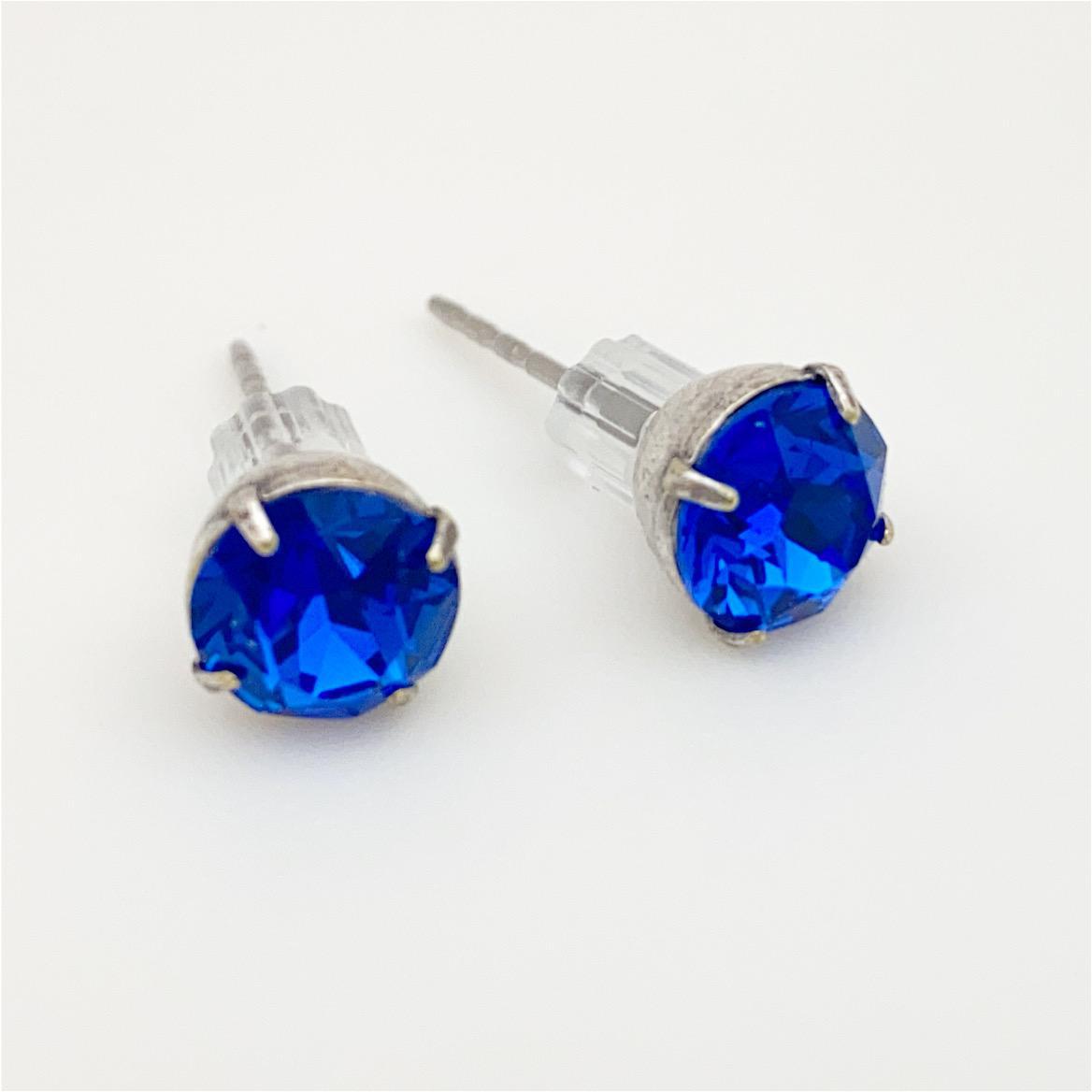 Stud Earrings - Real Crystals - Majestic Blue